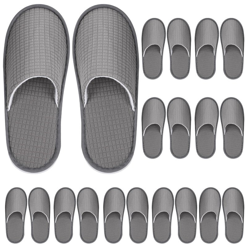 SynoRiver 10 Pairs Spa House Slippers, Non Slip Disposable Slippers For Guest, Washable Reusable, Can be Used as Women Men, House, Indoor, Bathroom, Bedroom, Hotel, Bride (Polar fleece（Grey）