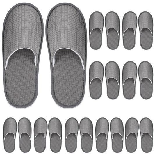SynoRiver 10 Pairs Spa House Slippers, Non Slip Disposable Slippers For Guest, Washable Reusable, Can be Used as Women Men, House, Indoor, Bathroom, Bedroom, Hotel, Bride (Polar fleece（Grey）