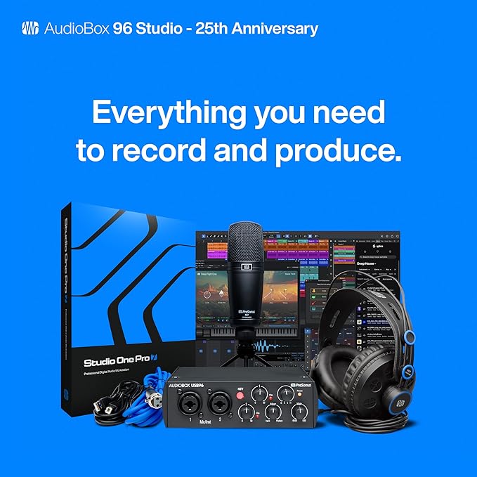 PreSonus AudioBox USB 96 25th Anniversary Studio Recording Package
