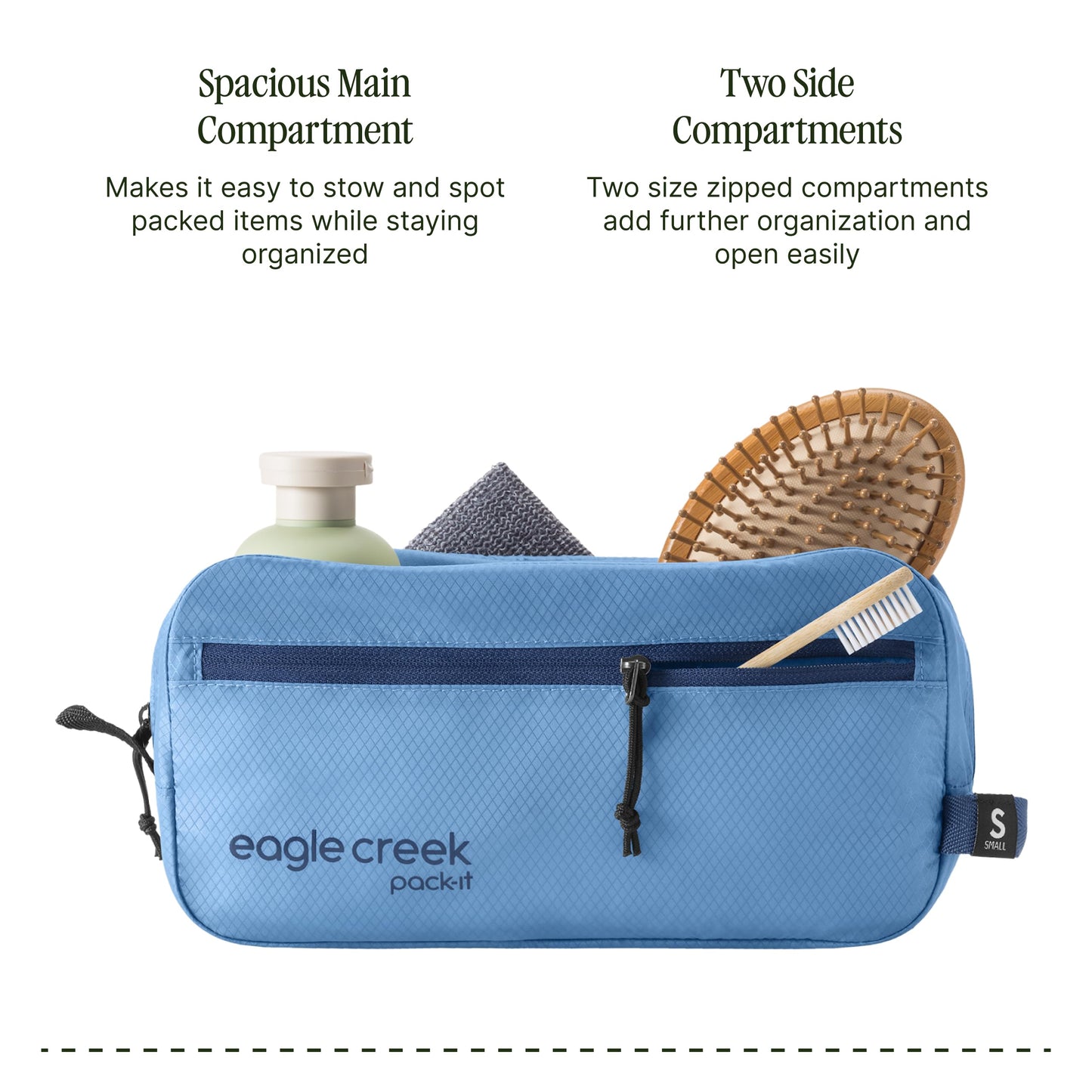 Eagle Creek Pack-It Isolate Quick Trip - Compact Travel Toiletry Bag for Optimizing Luggage Space - Lightweight - Water-Resistant - Easy-Grab Zipper - Sustainable Materials - X-Small - Blue Dawn