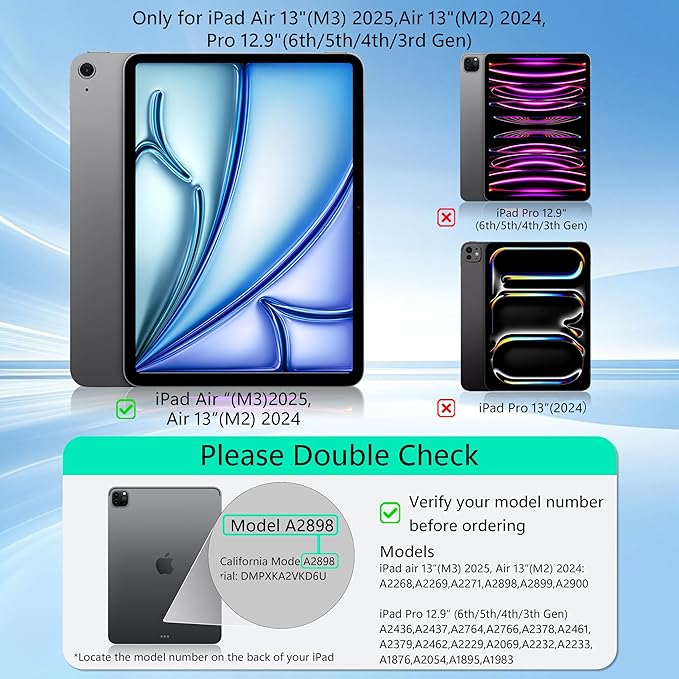 LINHUANXILE Keyboard Case for iPad Air 13 inch,iPad Pro 12.9 inch (3/4/5/6th Gen),Easy-Set Floating Cantilever Stand Magic Magnetic Case- Multi-Touch Trackpad Backlit Keyboard