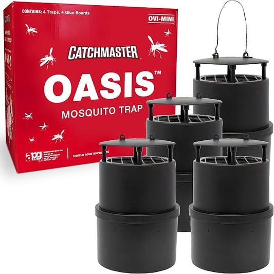 Catchmaster Oasis Ovi-Mini Mosquito Trap 4Pk, Home Outdoor Mosquito Control, Backyard Flying Insect Killer, Glue Board Bug Catcher, Pool, Patio, Shed & Garden Pest Control