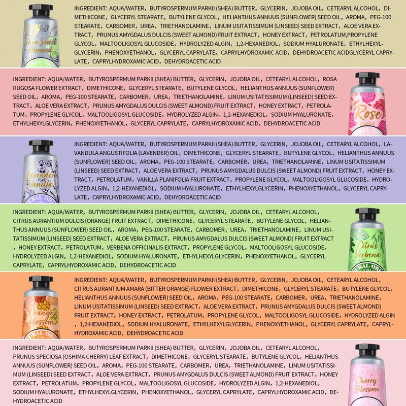 Shea Butter Hand Cream Gift Set - Instant Soothing Moisturizer for Dry Hands | 6-Piece Tin Set with Almond, Citrus Verbena & Floral Scents, 6 x 1 OZ