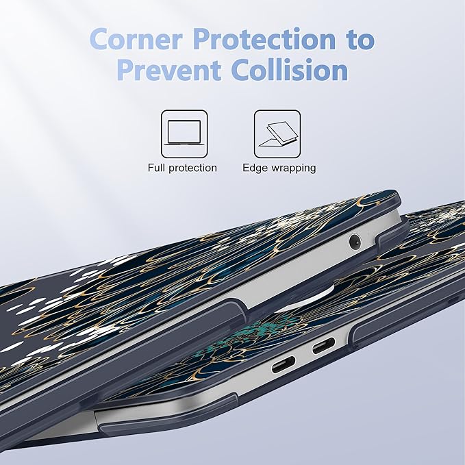 Lepeoac Case for MacBook Pro 13 inch Case M2 2022-2016 A2338 M1 A2251 A2289 A2159 A1989 A1708 A1706, Plastic Hard Shell + Keyboard Cover + Dust Plug, Luxury Floral