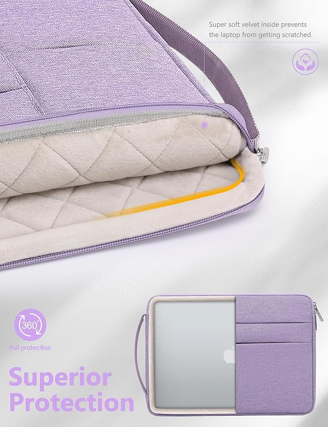 HYZUO 14-15 Inch Laptop Sleeve Bag for MacBook Air 15 M5 A3448 M4 M3 M2 2026-2023, MacBook Pro 15, 15" Surface Laptop, XPS 14/15 Plus, NoteBook Case for 14" HP Dell Lenovo Asus Acer, Lilac Purple