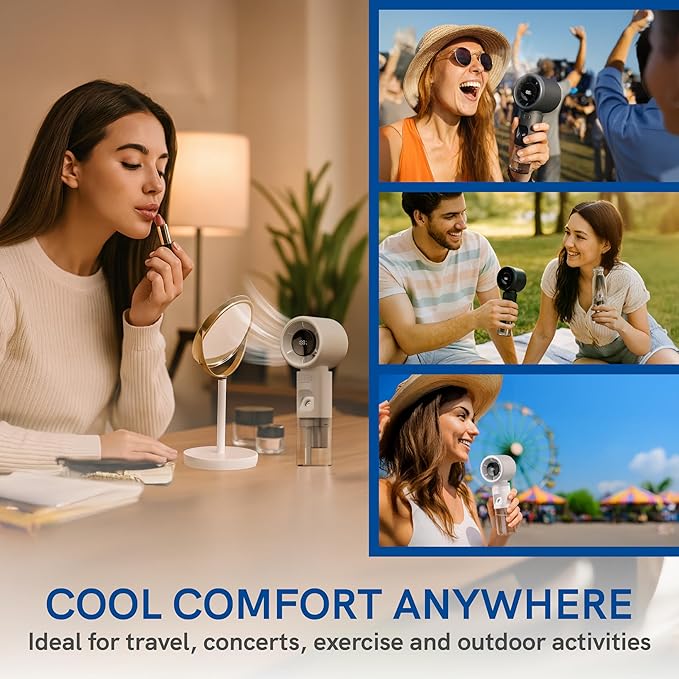 ValoInv Valo Portable Rechargeable Fan - Mini Cooling Fan for Travel, USB Desk Personal Fan with 100 Speeds, Water Cooling Technology, 50ml Tank, Quiet Operation, 2,000 mAh Battery - Titanium Gray