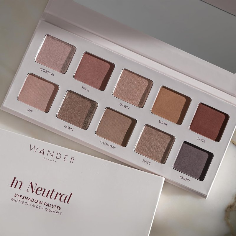 Wander Beauty Neutral Eyeshadow Palette - 10 Versatile Shades for Everyday Makeup | Matte & Shimmer Finish, Travel-Friendly