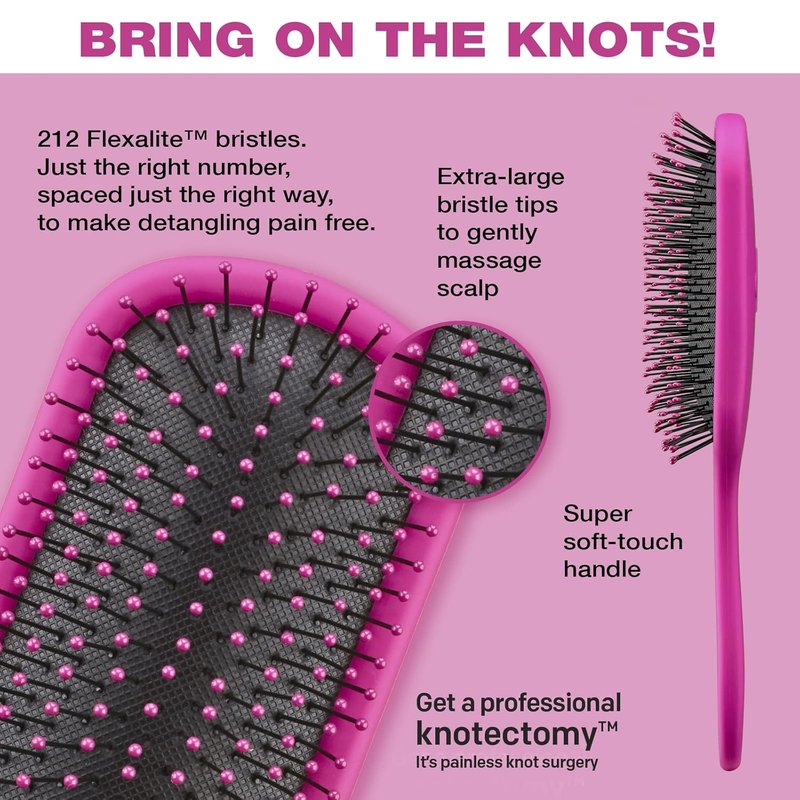 Conair The Knot Dr. Hair Brush - Detangling Brush for Wet or Dry Hair | Pink Color