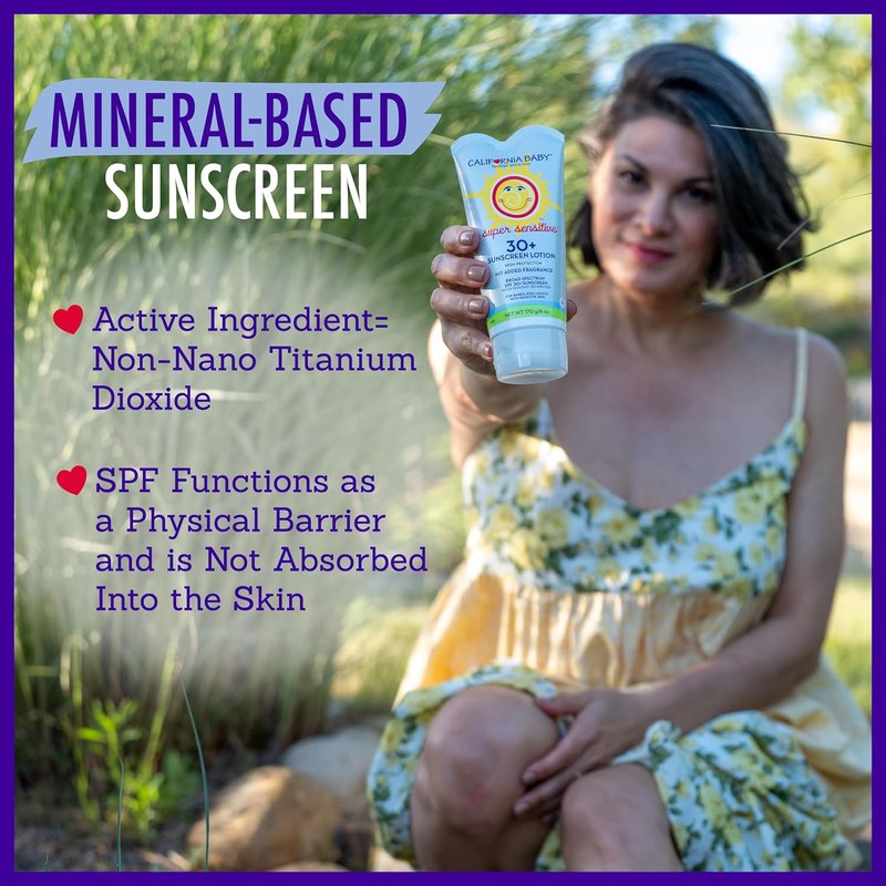 California Baby Super Sensitive SPF 30+ Sunscreen - Unscented Mineral Formula for Baby Face & Body | 6oz (170g)