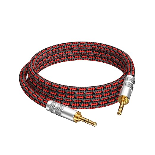 Primeda Audiophile High Purity Copper Aux Audio Cable 3.5mm Male to 3.5mm Male Audio Auxiliary Cord Gold-Plated Stereo HiFi Adapter Cable (Straight to Straight, 6.5ft/2m)