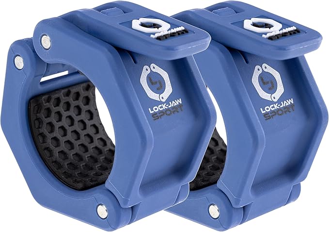Lock-Jaw Barbell Collars Sport Olympic Barbell Clamps 2 Pcs – Heavy Duty Bar Clamps for 2” & 50mm Olympic Bars – Secure Weight Bar Clamps for Strength Training & Home Gym Accessories – Blue