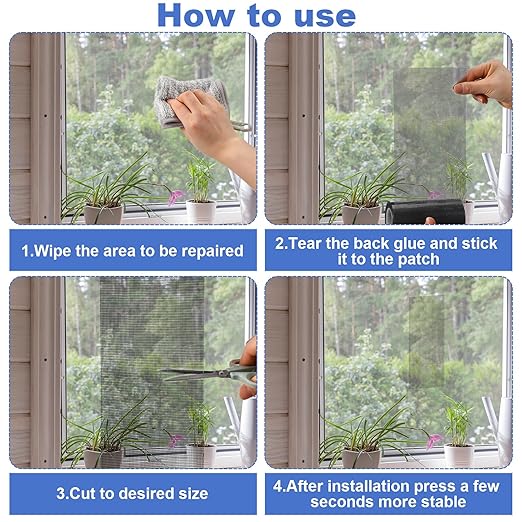 CroBlissful Extra Wide 5 inch x 20 ft Window Screen Tape Mesh Repair Strong Adhesive Waterproof Fiberglass Screen Repair Kit Patch for Window Door Tears Holes(Black)