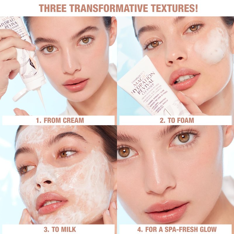 Charlotte Tilbury Magic Hydration Revival Facial Cleanser - Gentle, Foaming Face Wash to Hydrate, Revive & Prime Skin - Helps Reduce the Appearance of Pores While Removing Makeup & Impurities (120ml)
