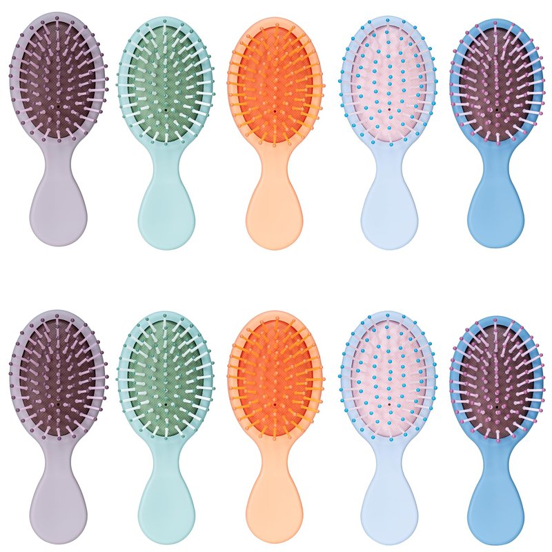 Bituemly 10Pcs Mini Hair Brush, Travel Detangling Brush for Girls Boys Kids Women Men, Pocket Small Hairbrush for Thick Curly Thin Long Short Wet or Dry Hair No Tangle