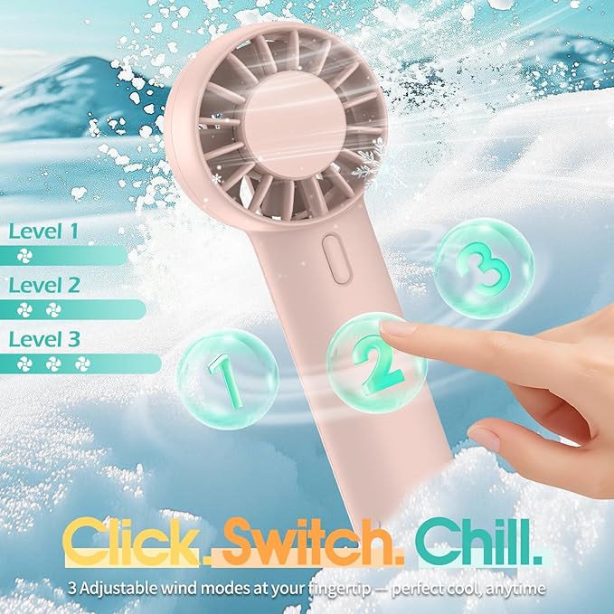 Mizong Mini Fan Portable Fan USB Rechargeable Handheld Fan with 3 Speed Wind Pocket Personal Cooling Fan for Desktop Travel Outdoor Vacation Concert Makeup Use