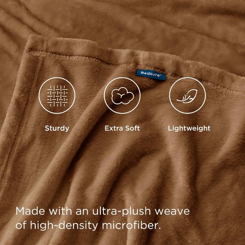 Bedsure GentleSoft Fleece Blanket - Lightweight Plush Cozy Twin Size Orange 60x80 Inches for Bed & Travel
