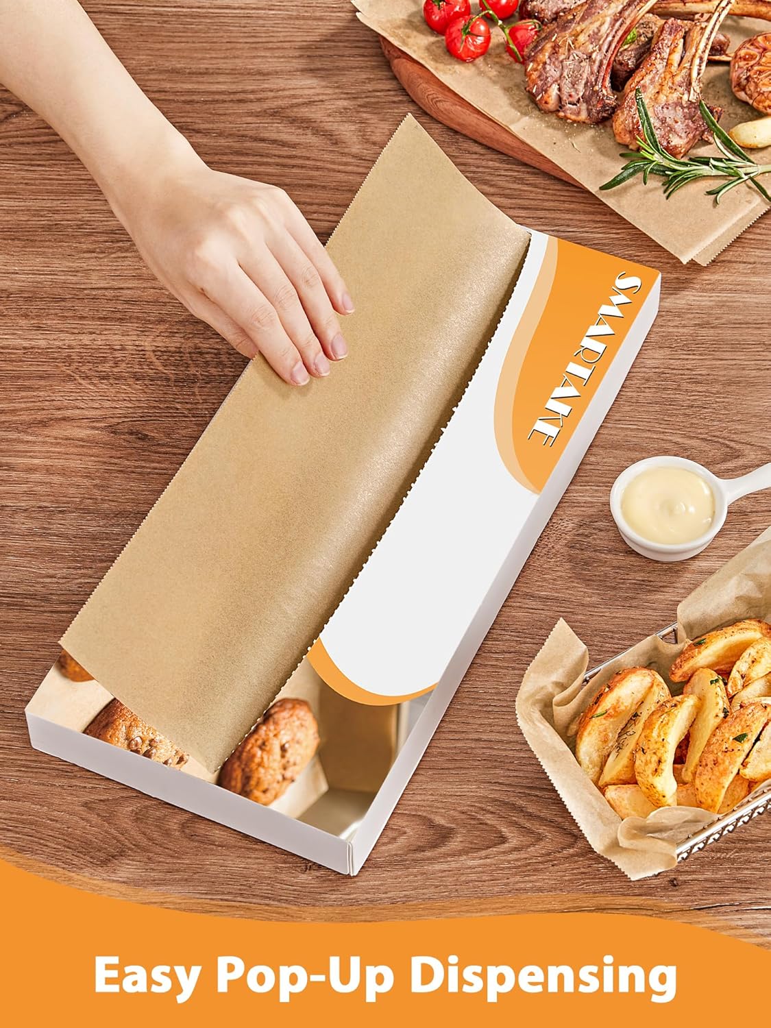 SMARTAKE Parchment Paper Sheets - 200 Pcs Bundle for Baking & Grilling | 12x16 Inches, Unbleached