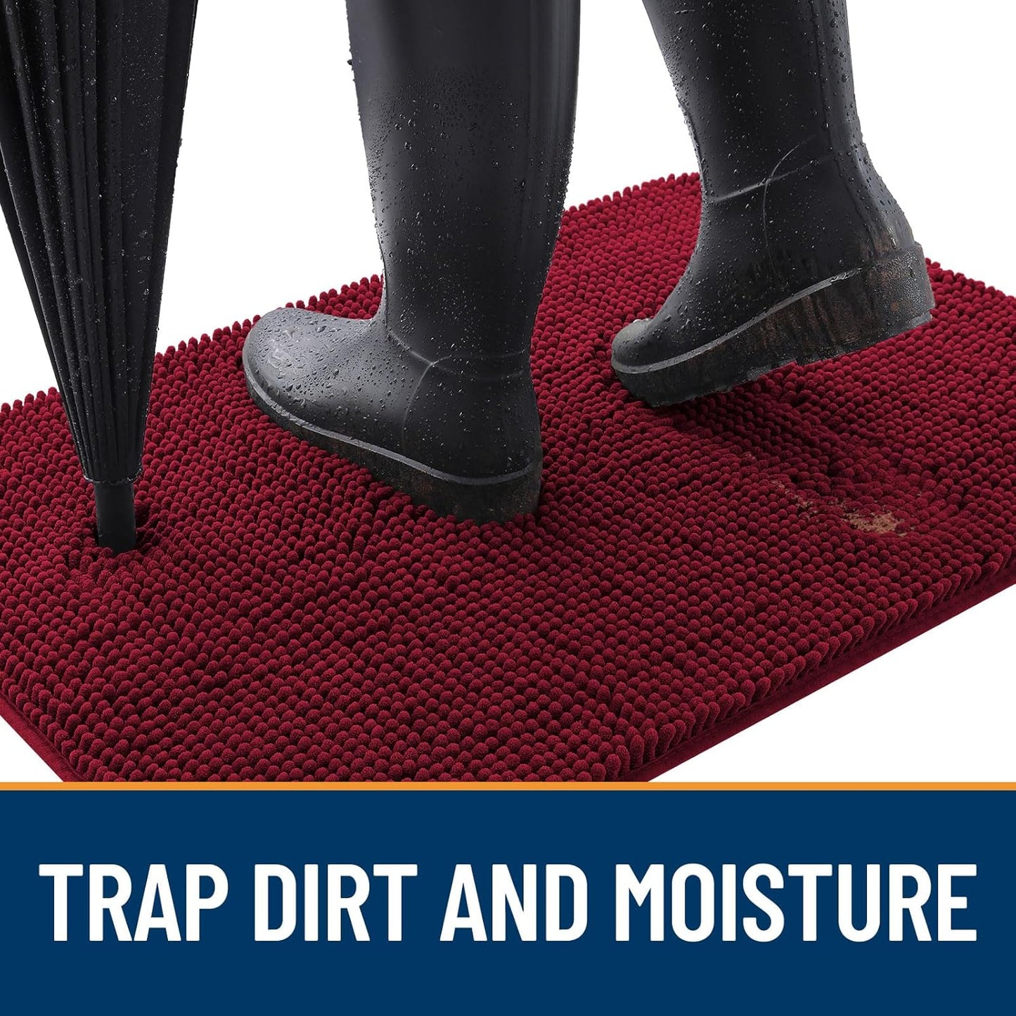 OLANLY Dog Door Mat - Absorbent Non-Slip Washable Doormat for Muddy Paws | 70x32 Burgundy