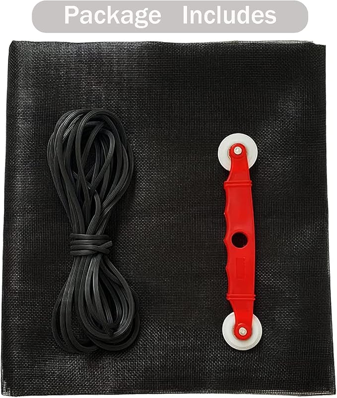 SAKURRY Window Screen Replacement Kit, 48'' x 99'' Fiberglass Screen Mesh with Rolling Tool and Screen Retainer Spline, DIY Adjustable Screen Door Mesh for Window, Door and Patio, Black
