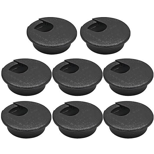 BOPOREAE Desk Grommet 1-1/2" (38 mm), Desk Cord Hole Cover, Cable Grommet ABS Plastic, Desk Hole Grommet for Office and Home Table Cable, Detachable Cable Cord Organizer (Black 8 Pcs)