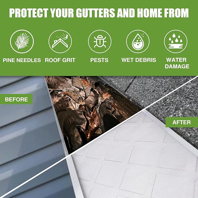 Gutter Guard â 100% Stainless-Steel Micro-Mesh Design, Pine Needle & Small Debris Protection, Fits 5 in KâStyle & HalfâRound Gutters, DIY Screws Included (5in Sample - 1 Panel)