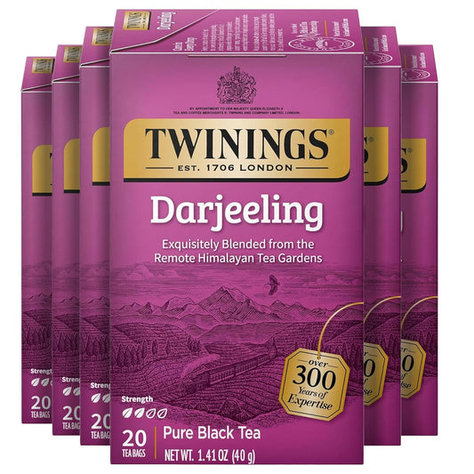 Twinings Darjeeling Black Tea - Delicate Light Taste, Caffeinated, 120 Individually Wrapped Bags