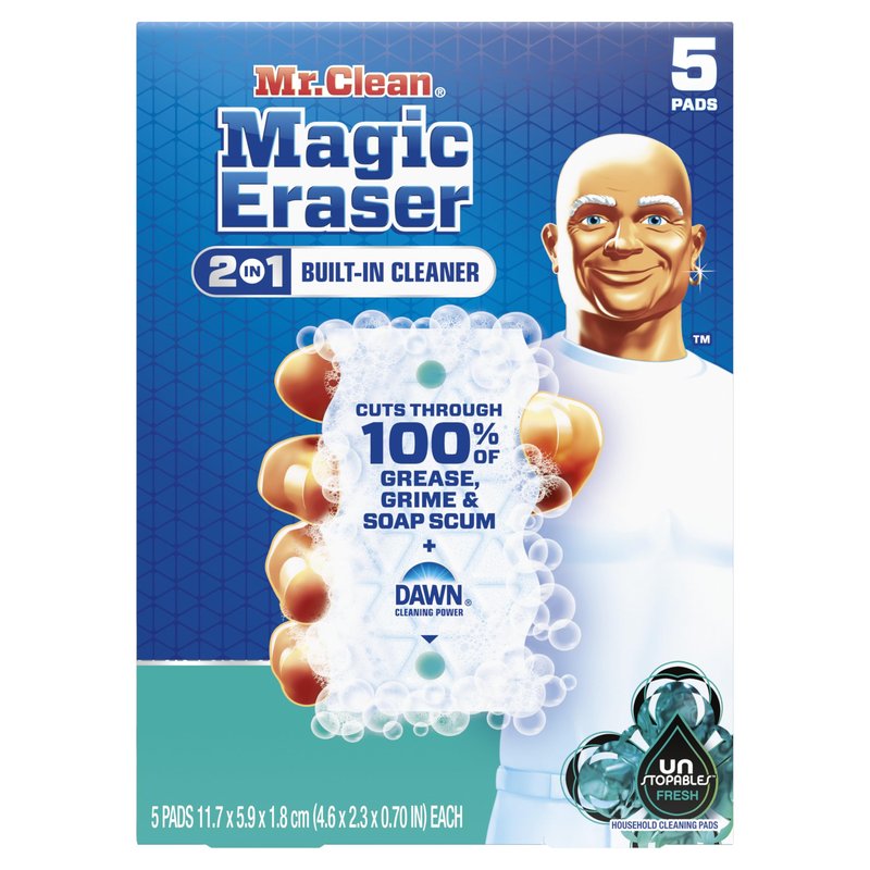 Mr. Clean Magic Eraser Foaming Sponge, All Purpose Cleaner, Dawn Cleaning Power, Wall, Sneaker, Oven Cleaner, Kitchen, Bathroom, Shower Cleaning Supplies, Scrubber, Ultra Foamy, 5ct