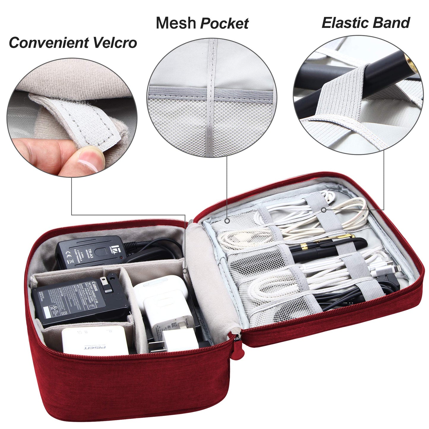 SELLYFELLY Electronics Organizer Travel Universal Cable Organizer Bag Waterproof Electronics Accessories Storage Cases for Cable, Charger, Phone, USB, SD Card, Hard Drives, Power Bank, Cords