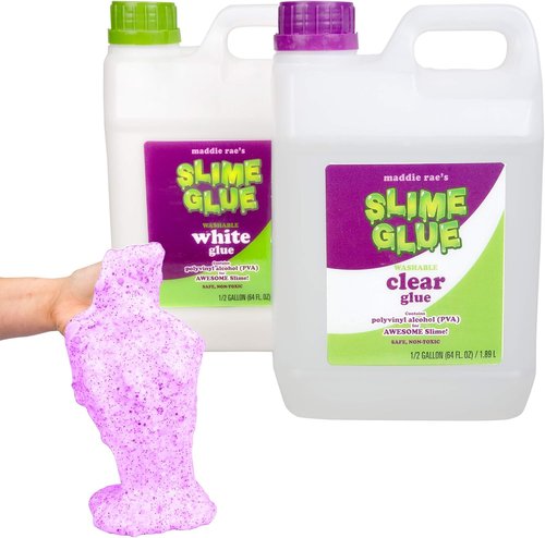 Maddie Rae's Slime Glue - Non-Toxic Clear & White 2-Pack (1/2 Gallon Each) | Perfect for Slime Kits & Crafts