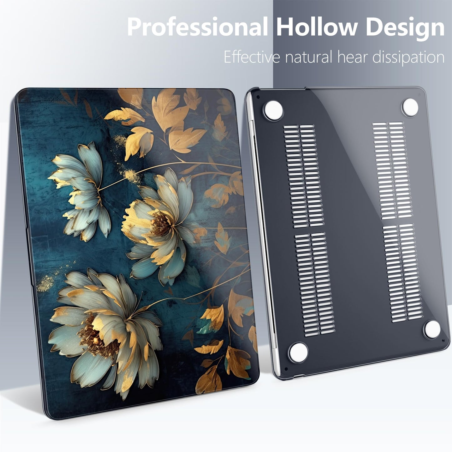Batianda Premium Case for New MacBook Air 15 inch with M5 M4 M3 M2 Chip 2026 2025 2024 2023 Release, Designed Ultra-Slim Hardshell & Keyboard Cover & Screen Protector 4-in-1 Bundle, Blooming Flowers