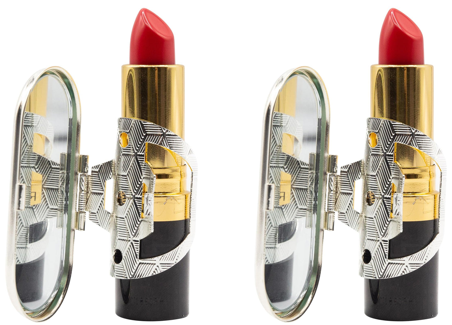 Stephanie Imports Set of 2 Clip-On Round Lipstick Mirrors (Retro Color Bend)