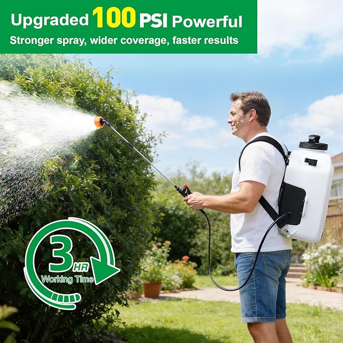 4.2 Gallon Backpack Sprayer Battery Powered, 100 PSI Electric Garden Sprayer Compatible with Makita 12V Battery, Weed Sprayer with Telescopic Wand & 4 Nozzles for Lawn, Yard & Pest Control