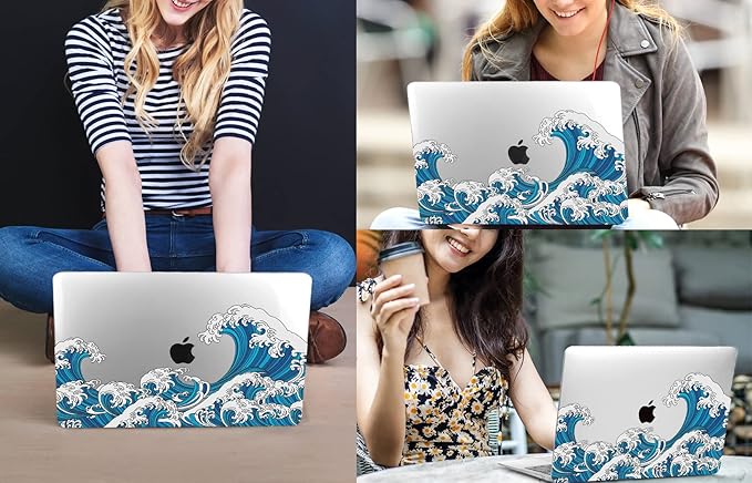 CISSOOK Ocean Case for MacBook Pro 14 inch 2021 2022 2023 2024 2025 2026 Release Model M1 M2 M3 M4 M5 Pro/Max Chip, Wave Hard Shell for Pro 14-inch with Touch ID
