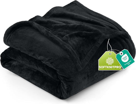 Utopia Bedding Fleece Blanket - Luxury Soft Microfiber Twin Size | Anti-Static Black 300GSM (60x80 Inch)