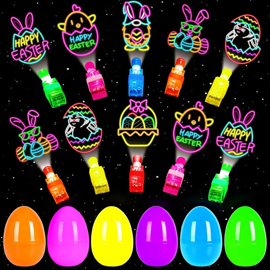 Skiennix 24 Pack Easter Eggs - LED Light-Up Toys for Glow in the Dark Fun | Non-Candy Gifts & Party Favors