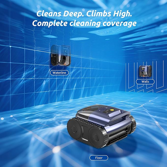 (2026 Upgrade) Cordless Robotic Pool Cleaner, Robotic Pool Vacuum for Inground Pools, Floor, Wall, Waterline and Drain Cleaning, 180 min Battery Life for Pool Up to 2150 Sq.ft