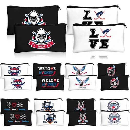 Clysee 20 Pcs Hockey Gifts Inspirational Makeup Bag for Ice Hockey Lovers Team Players Cosmetic Bags Gifts for Mom Women Travel Pouch Athletics Birthday