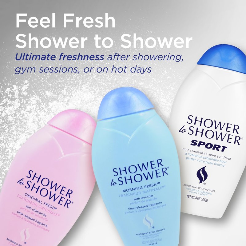 Shower to Shower Morning Fresh Body Powder with Lavender for Men & Women, Talc Free, Sweat Absorbing, Prevents Chafing & Odor, Deodorizing - 13 Ounce (Pack of 4)