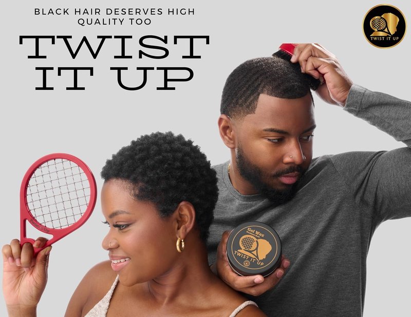 Twist It Up Comb Gel - Curl & Twist Enhancer for Black Men | Tennis Racket Design, Unity Black