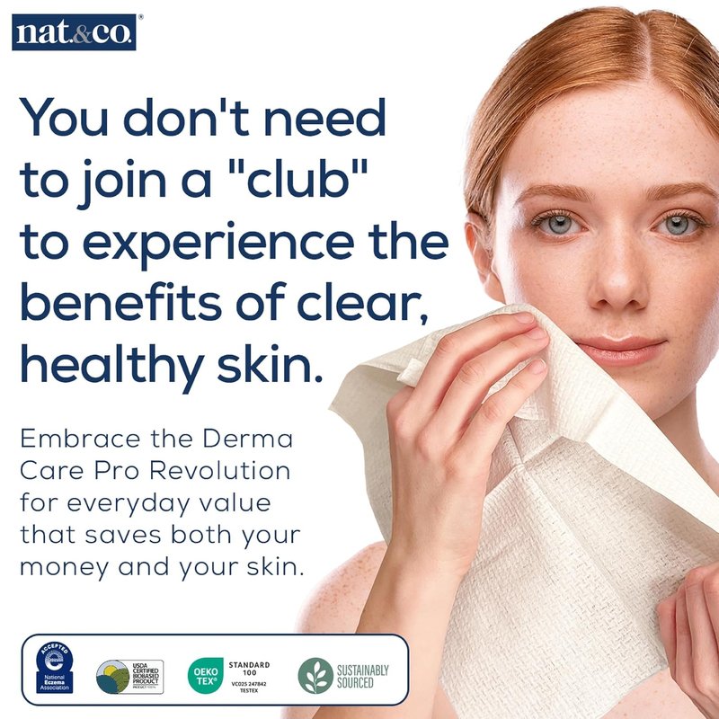 Derma Care Pro Face Towels - 100% USDA Biobased Material, Extra Large Makeup Remover Cloths | 50 Count for Sensitive Skin