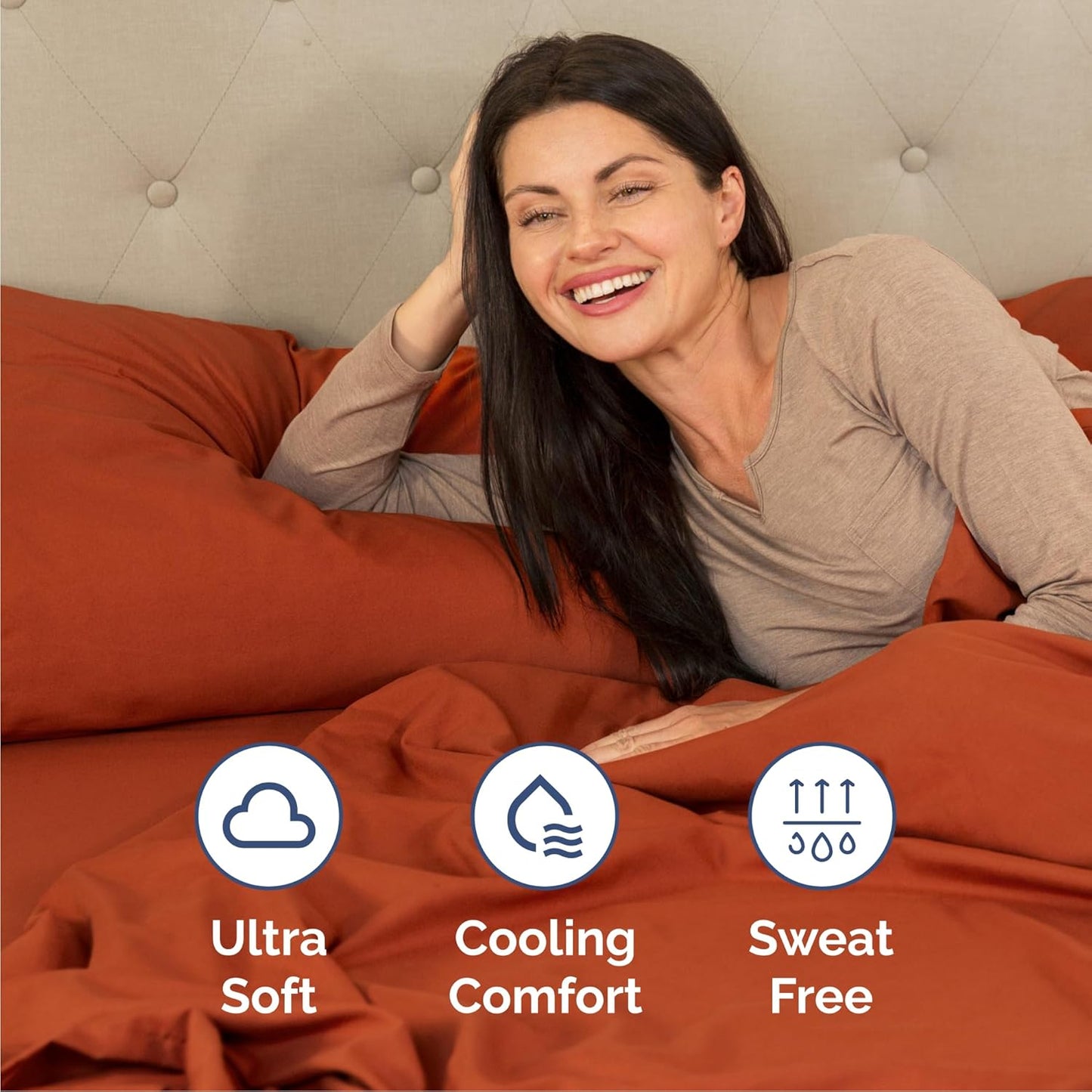Queen Size 4-Piece Sheet Set | Skiennix Comfy Cooling Bed Sheets - Luxury Hotel Quality - Deep Pockets, Soft & Wrinkle-Free - Terracotta