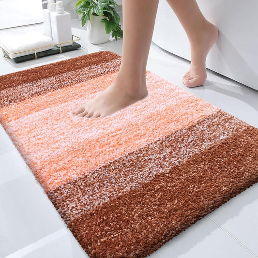 OLANLY Bathroom Runner Rugs Mat 59x20, Extra Soft Absorbent Microfiber Bath Rugs, Rubber Backing, Quick Dry, Washable Long Bath Mats for Bathroom Floor, Tub and Shower, Home Decor Accessories, Orange