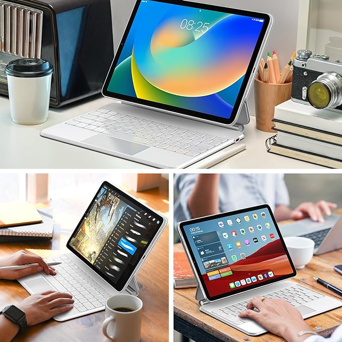runelk Keyboard Case for iPad 10th Generation 2022 & 11th (A16, 2025) – Magic-Style Keyboard with Multi-Touch Trackpad – Floating Cantilever Stand – Magnetic Case for iPad 10.9 inch 10th / 11th Gen.