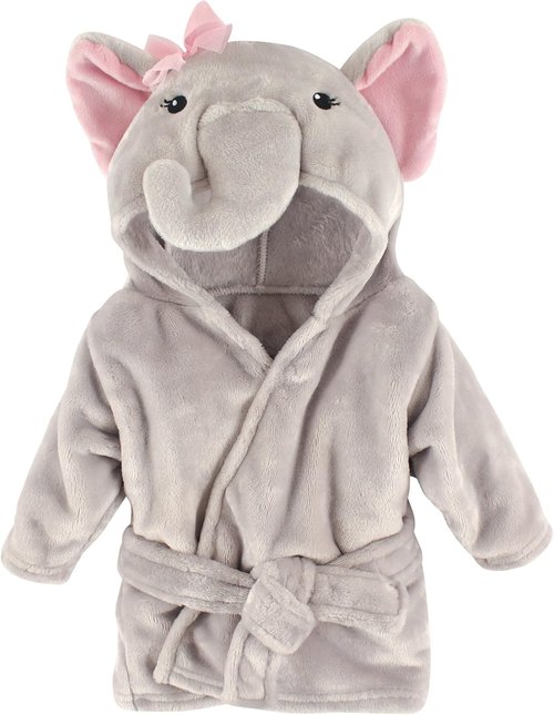 Hudson Baby Plush Animal Face Bathrobe - Adorable Elephant Design for Infants 0-9 Months