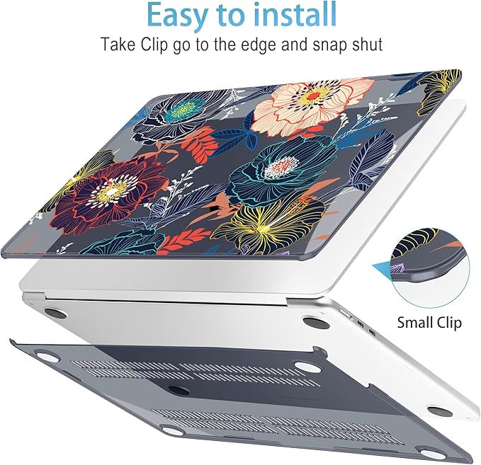 Mektron for 2026 MacBook Air 13-inch M5 Laptop Case A3449 with 13.6-inch Liquid Retina Display Fits 2025 A3240 M4 2024 A3113 M3 2023 A2681 M2 Printed Shell for MacBook Air 13.6", Dahlia Flowers