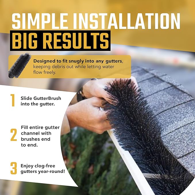 GutterBrush Gutter Guard for 5 Inch Gutters - 15 Ft DIY Leaf Filter Insert | Gutter Protection Brush Blocks Leaves & Debris | 4.25" Diameter - Alternative to Gutter Covers & Screens | Made in USA