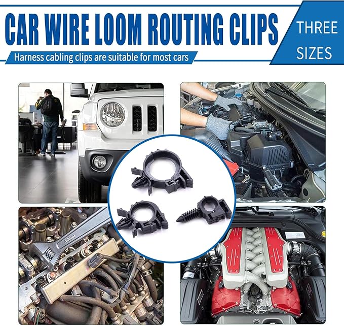 CIOM 150pcs Push Mount Cable Zip Tie with Car Wire Loom Routing Clips for Cars Boat Trailer UTV Jeep Wrangler Engine Bay Self Locking Straps，Universal.