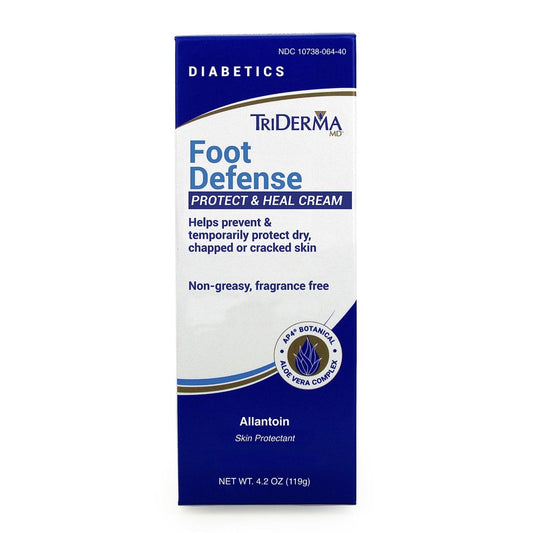 TriDerma Diabetics' Foot Cream for Dry Cracked Feet and Heels with Lactic Acid, Urea, AP4 Aloe Vera Gel, 4.2 oz Tube
