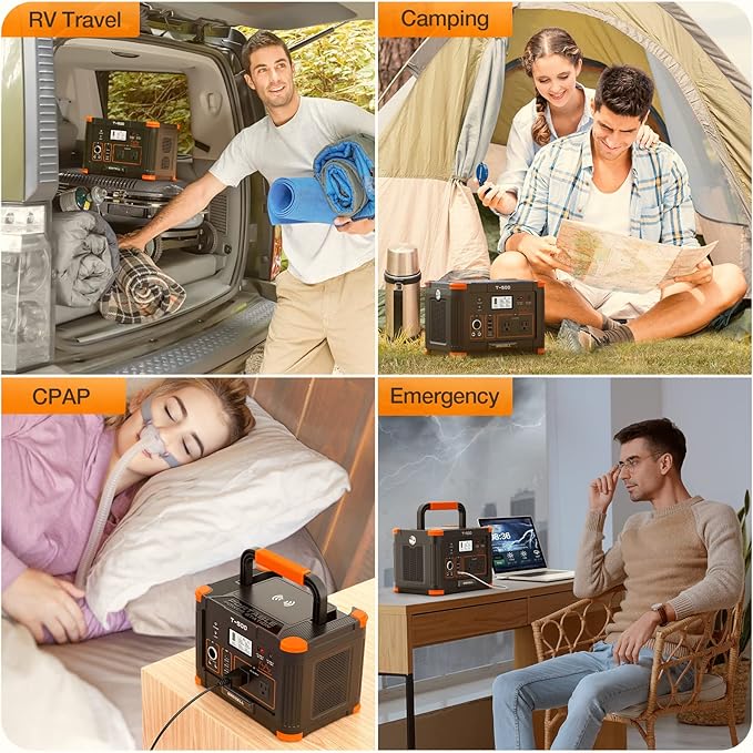 500W Portable Power Station, Solar Generator 519.48Wh (Peak 1000W) Lithium Battery Power Generator with 2 * 120V AC Outlets, Mobile Battery Backup Pack for RV Trip Camping, Outdoor Adventure, Home