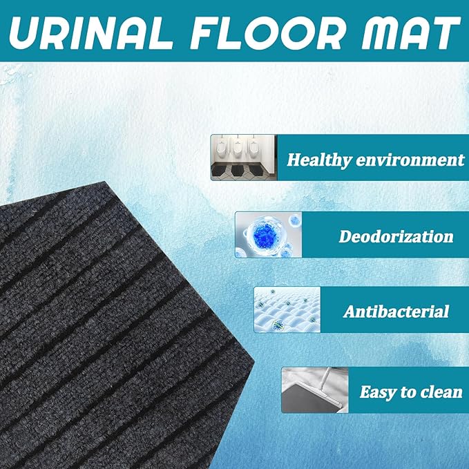 15 Pack Striped Urinal Mats, Non-Slip Bathroom Odor Urinal Floor Pads for Men's Restrooms, Water-Absorbent Pee Pad Splash Guard, Perfect for Bar and Restaurant Toilets, 16.73" x 19.6"